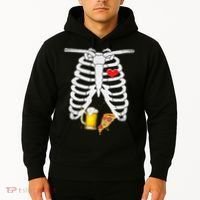 Funny Skeleton Pregnancy Pizza Beer Xray Halloween Soon Dad Gift Hoodie thumb 2