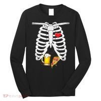 Funny Skeleton Pregnancy Pizza Beer Xray Halloween Soon Dad Gift Long Sleeve Shirt thumb 0
