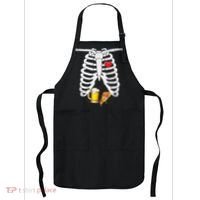 Funny Skeleton Pregnancy Pizza Beer Xray Halloween Soon Dad Gift Apron thumb 0