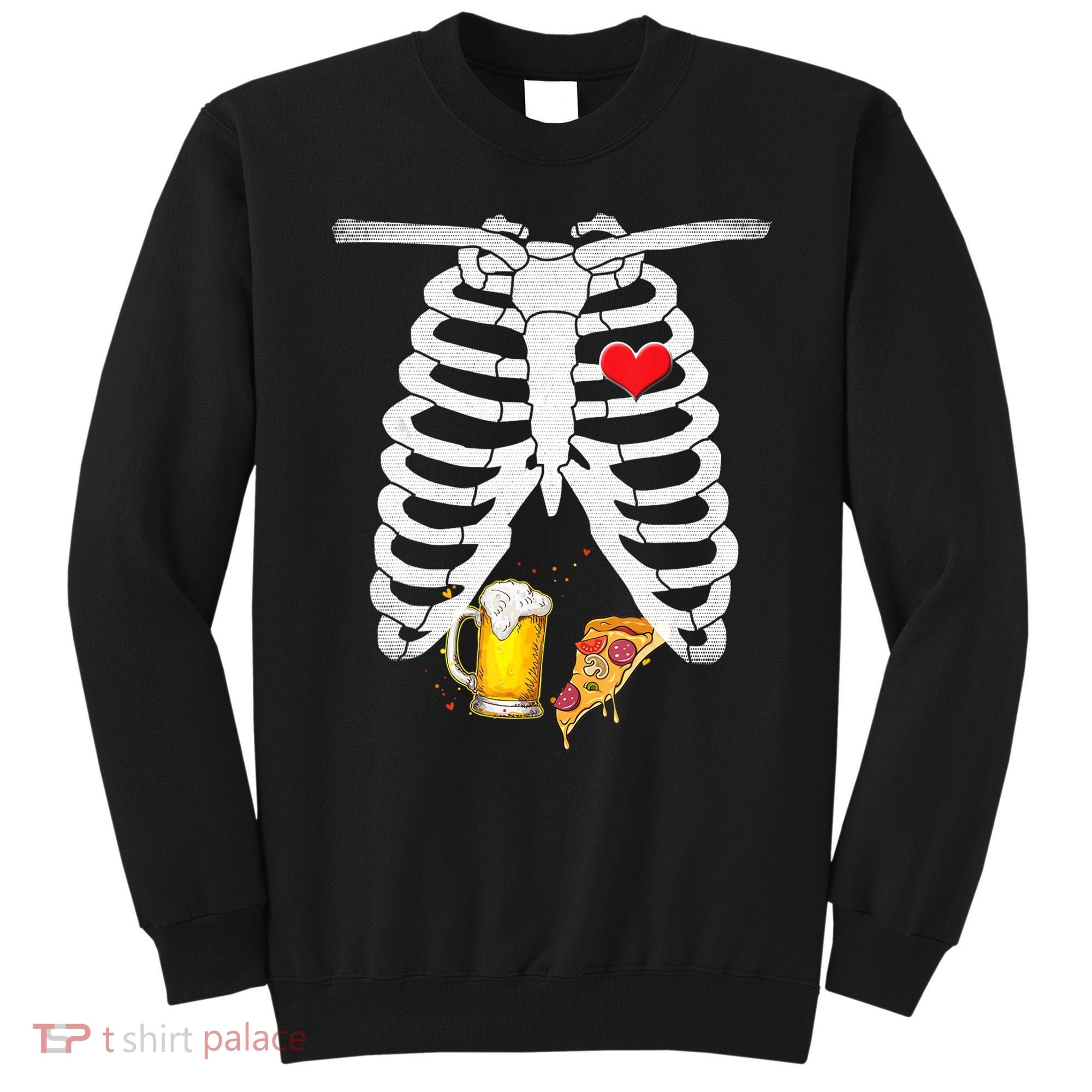 Funny Skeleton Pregnancy Pizza Beer Xray Halloween Soon Dad Gift Sweatshirt