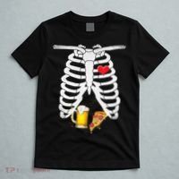 Funny Skeleton Pregnancy Pizza Beer Xray Halloween Soon Dad Gift T-Shirt thumb 5
