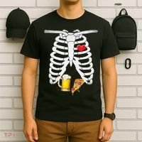 Funny Skeleton Pregnancy Pizza Beer Xray Halloween Soon Dad Gift T-Shirt thumb 6