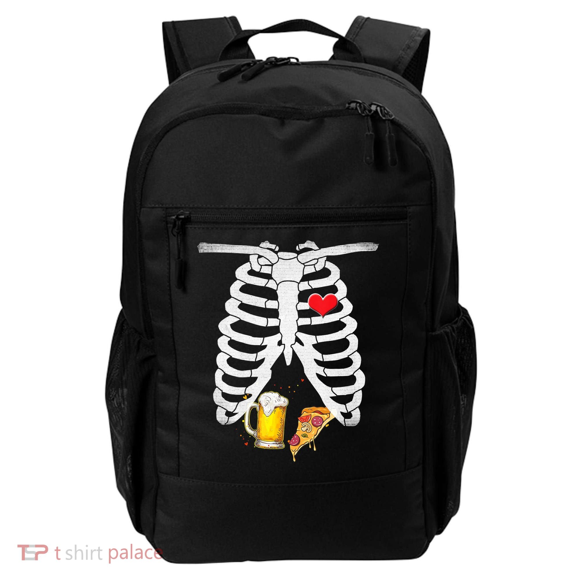 Funny Skeleton Pregnancy Pizza Beer Xray Halloween Soon Dad Gift Backpack