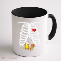 Funny Skeleton Pregnancy Pizza Beer Xray Halloween Soon Dad Gift Coffee Mug thumb 1