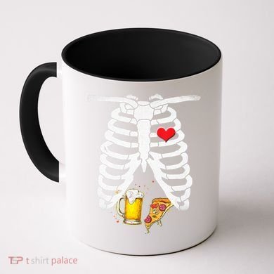 Funny Skeleton Pregnancy Pizza Beer Xray Halloween Soon Dad Gift Coffee Mug