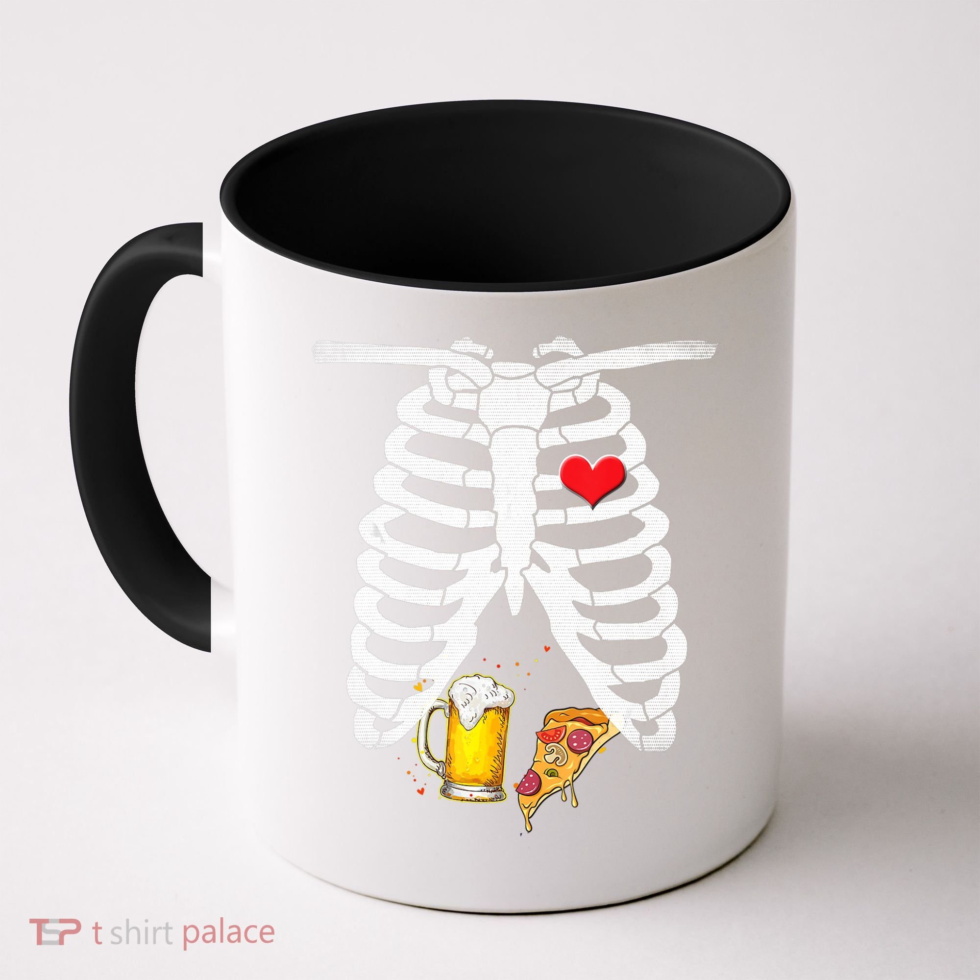 Funny Skeleton Pregnancy Pizza Beer Xray Halloween Soon Dad Gift Coffee Mug