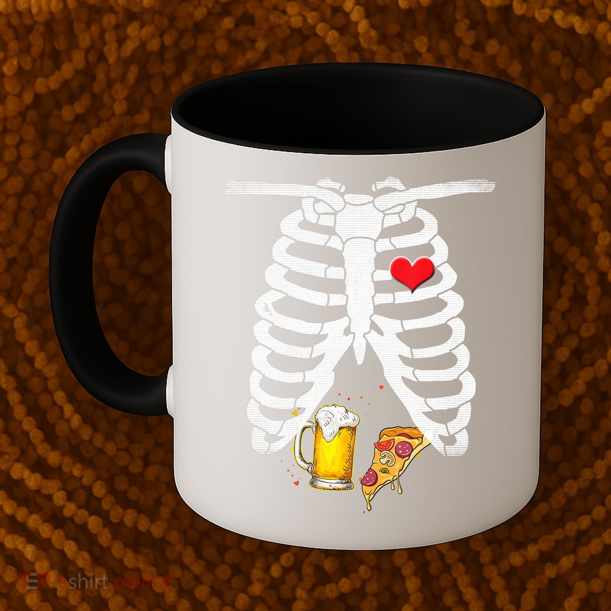 Funny Skeleton Pregnancy Pizza Beer Xray Halloween Soon Dad Gift Coffee Mug