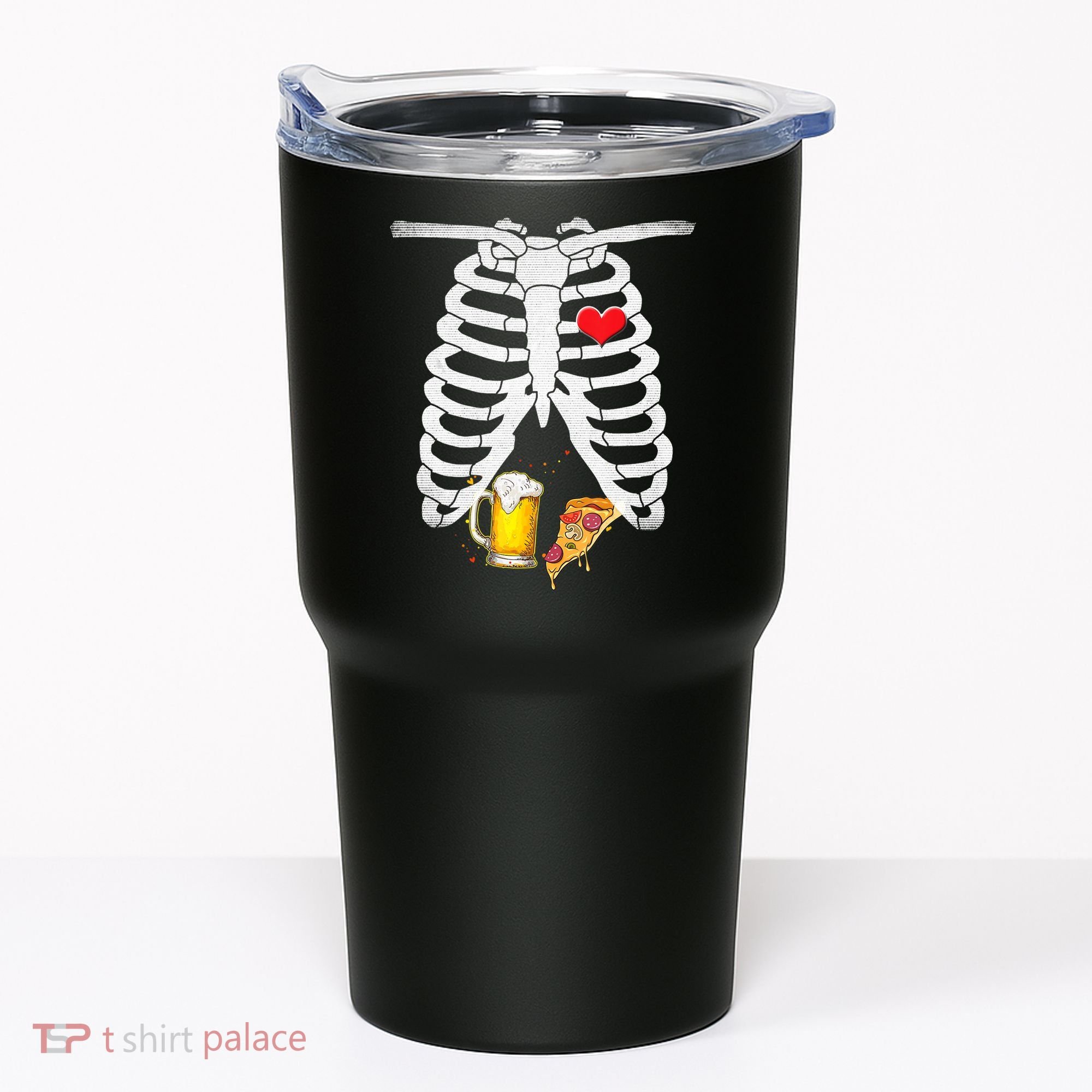 Funny Skeleton Pregnancy Pizza Beer Xray Halloween Soon Dad Gift Tumbler