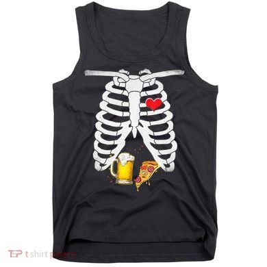 Funny Skeleton Pregnancy Pizza Beer Xray Halloween Soon Dad Gift Tank Top