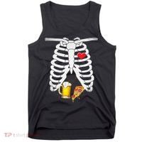 Funny Skeleton Pregnancy Pizza Beer Xray Halloween Soon Dad Gift Tank Top thumb 0