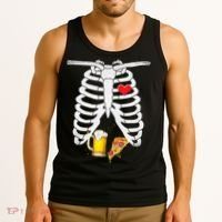 Funny Skeleton Pregnancy Pizza Beer Xray Halloween Soon Dad Gift Tank Top thumb 3