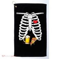 Funny Skeleton Pregnancy Pizza Beer Xray Halloween Soon Dad Gift Golf Towel thumb 0