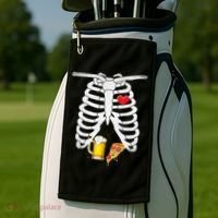 Funny Skeleton Pregnancy Pizza Beer Xray Halloween Soon Dad Gift Golf Towel thumb 2