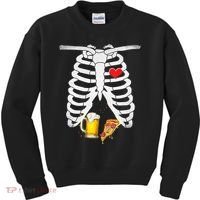 Funny Skeleton Pregnancy Pizza Beer Xray Halloween Soon Dad Gift Kids Sweatshirt thumb 0