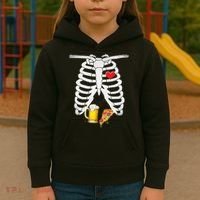 Funny Skeleton Pregnancy Pizza Beer Xray Halloween Soon Dad Gift Kids Hoodie thumb 3