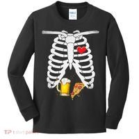 Funny Skeleton Pregnancy Pizza Beer Xray Halloween Soon Dad Gift Kids Long Sleeve Shirt thumb 0