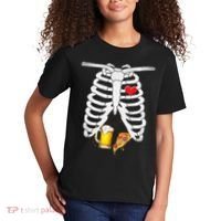 Funny Skeleton Pregnancy Pizza Beer Xray Halloween Soon Dad Gift Kids T-Shirt thumb 2