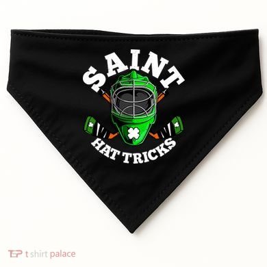 Funny St Patrick's Day Saint Hat Tricks Hockey Player Fan USA-Made Doggie Bandana