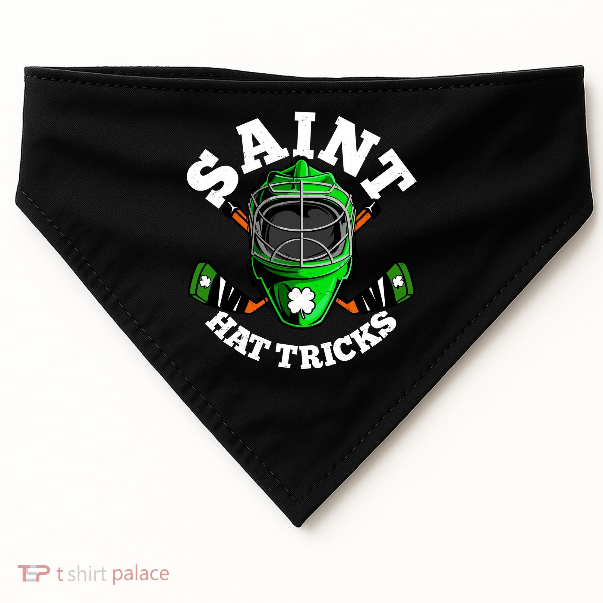 Funny St Patrick's Day Saint Hat Tricks Hockey Player Fan USA-Made Doggie Bandana