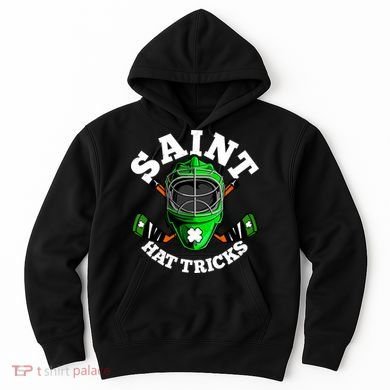 Funny St Patrick's Day Saint Hat Tricks Hockey Player Fan Hoodie