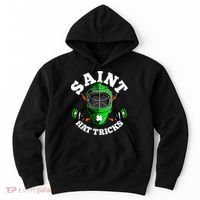 Funny St Patrick's Day Saint Hat Tricks Hockey Player Fan Hoodie thumb 0