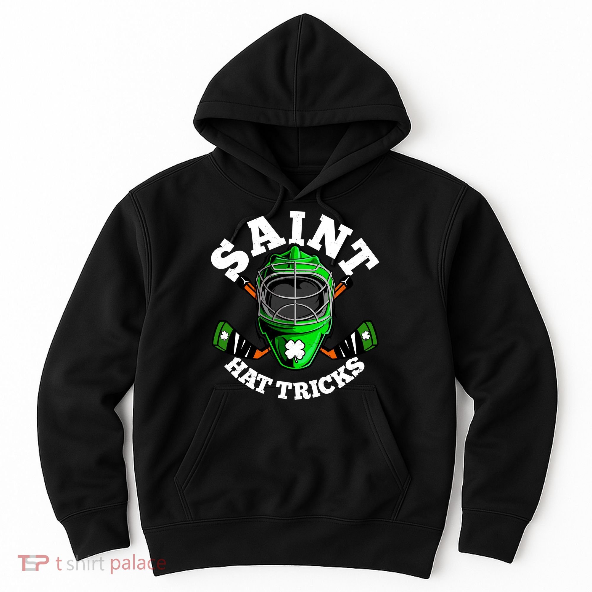 Funny St Patrick's Day Saint Hat Tricks Hockey Player Fan Hoodie