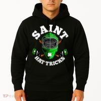 Funny St Patrick's Day Saint Hat Tricks Hockey Player Fan Hoodie thumb 2