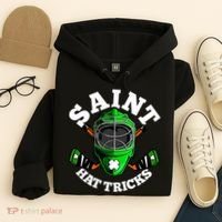 Funny St Patrick's Day Saint Hat Tricks Hockey Player Fan Hoodie thumb 4