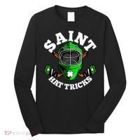 Funny St Patrick's Day Saint Hat Tricks Hockey Player Fan Long Sleeve Shirt thumb 0