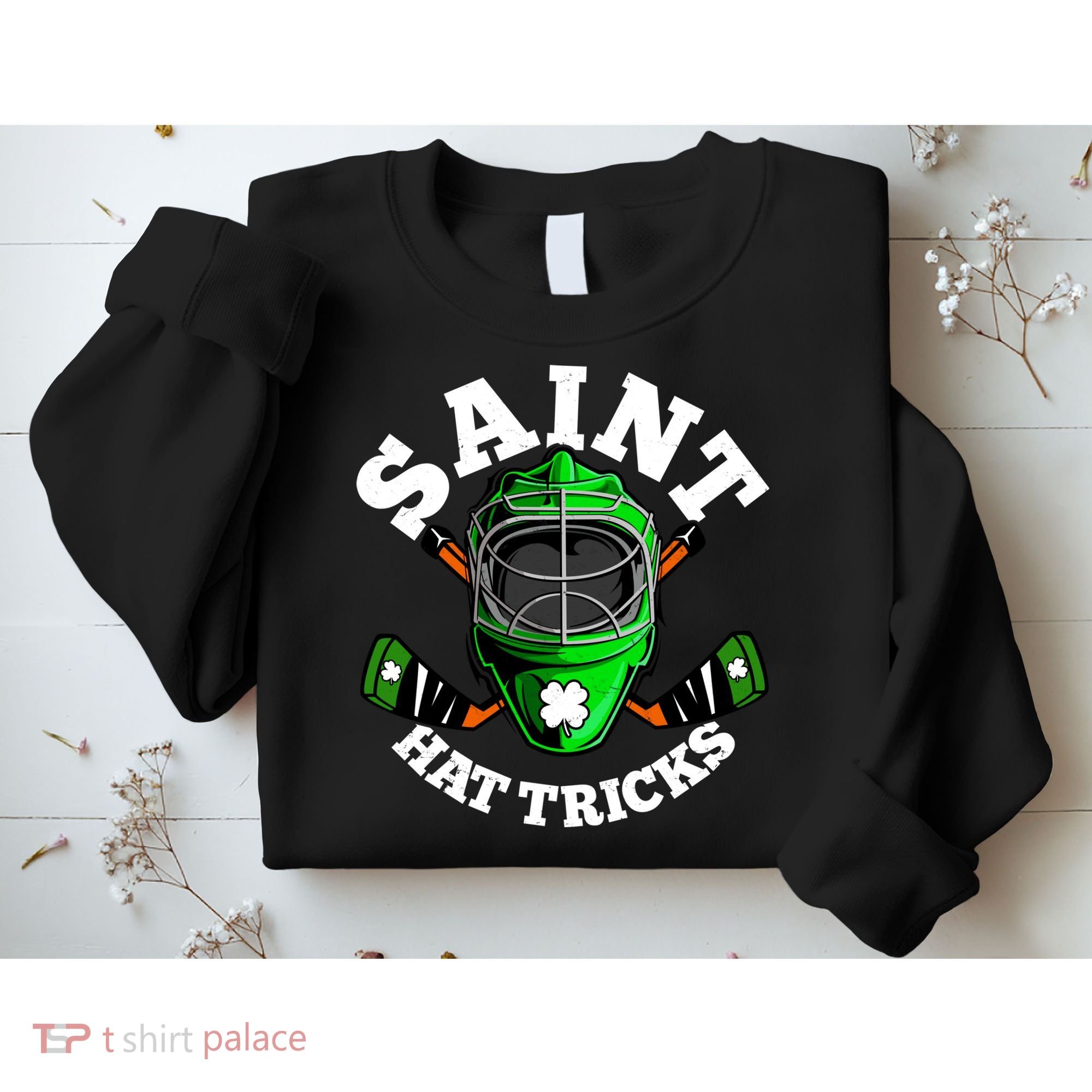 Funny St Patrick's Day Saint Hat Tricks Hockey Player Fan Sweatshirt