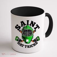 Funny St Patrick's Day Saint Hat Tricks Hockey Player Fan Coffee Mug thumb 1