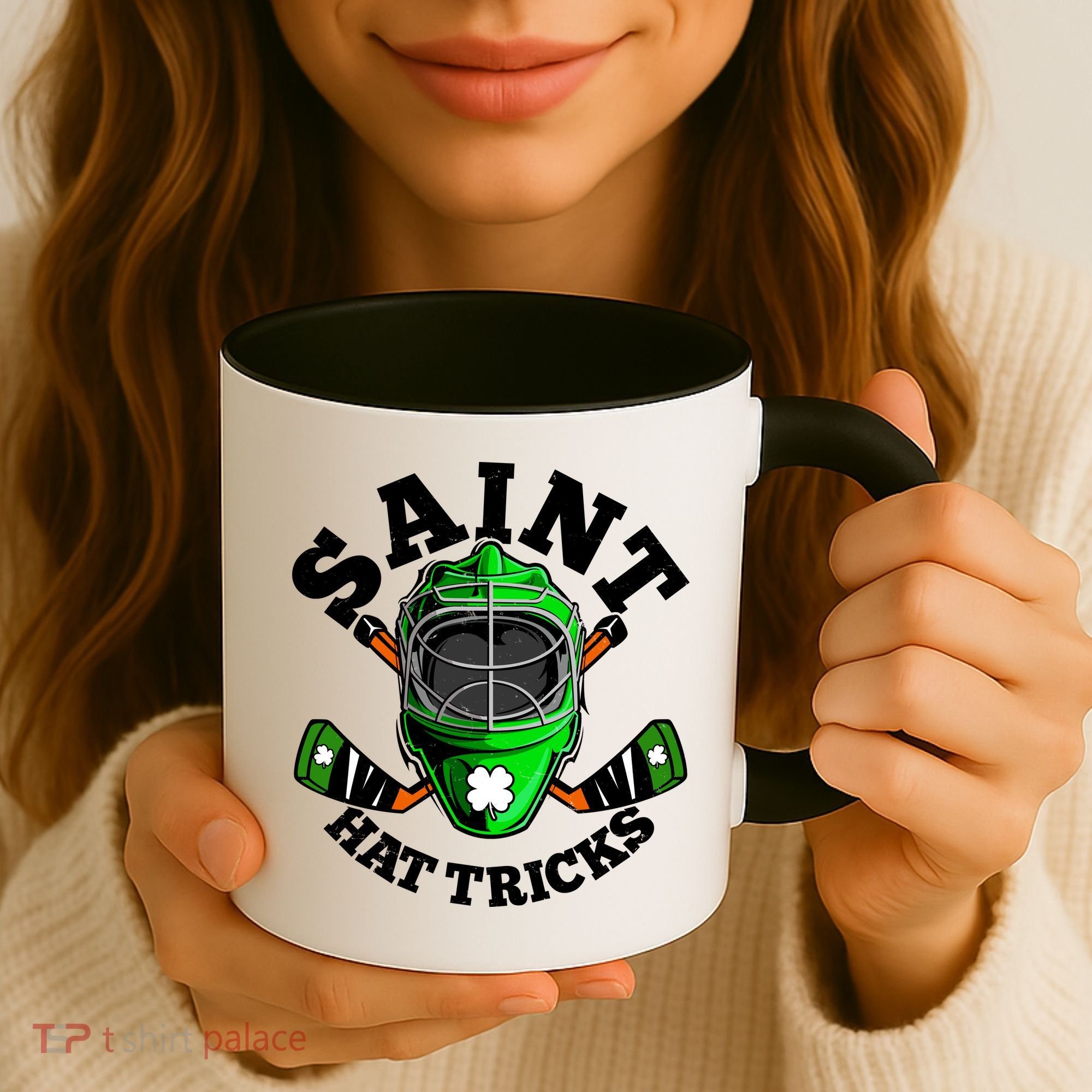 Funny St Patrick's Day Saint Hat Tricks Hockey Player Fan Coffee Mug