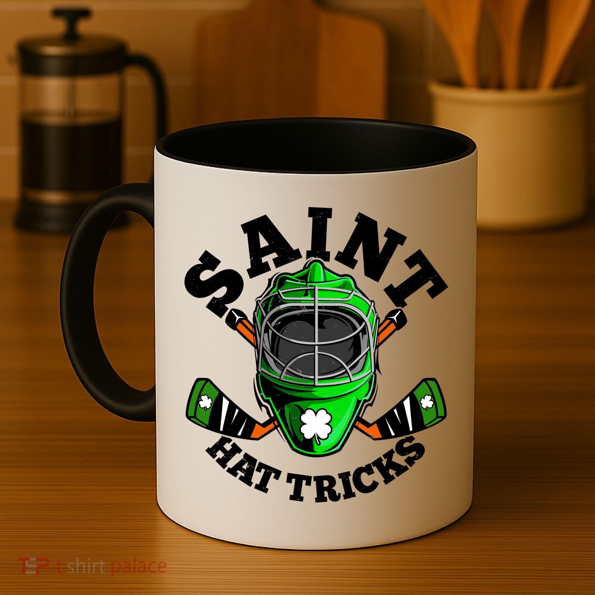 Funny St Patrick's Day Saint Hat Tricks Hockey Player Fan Coffee Mug