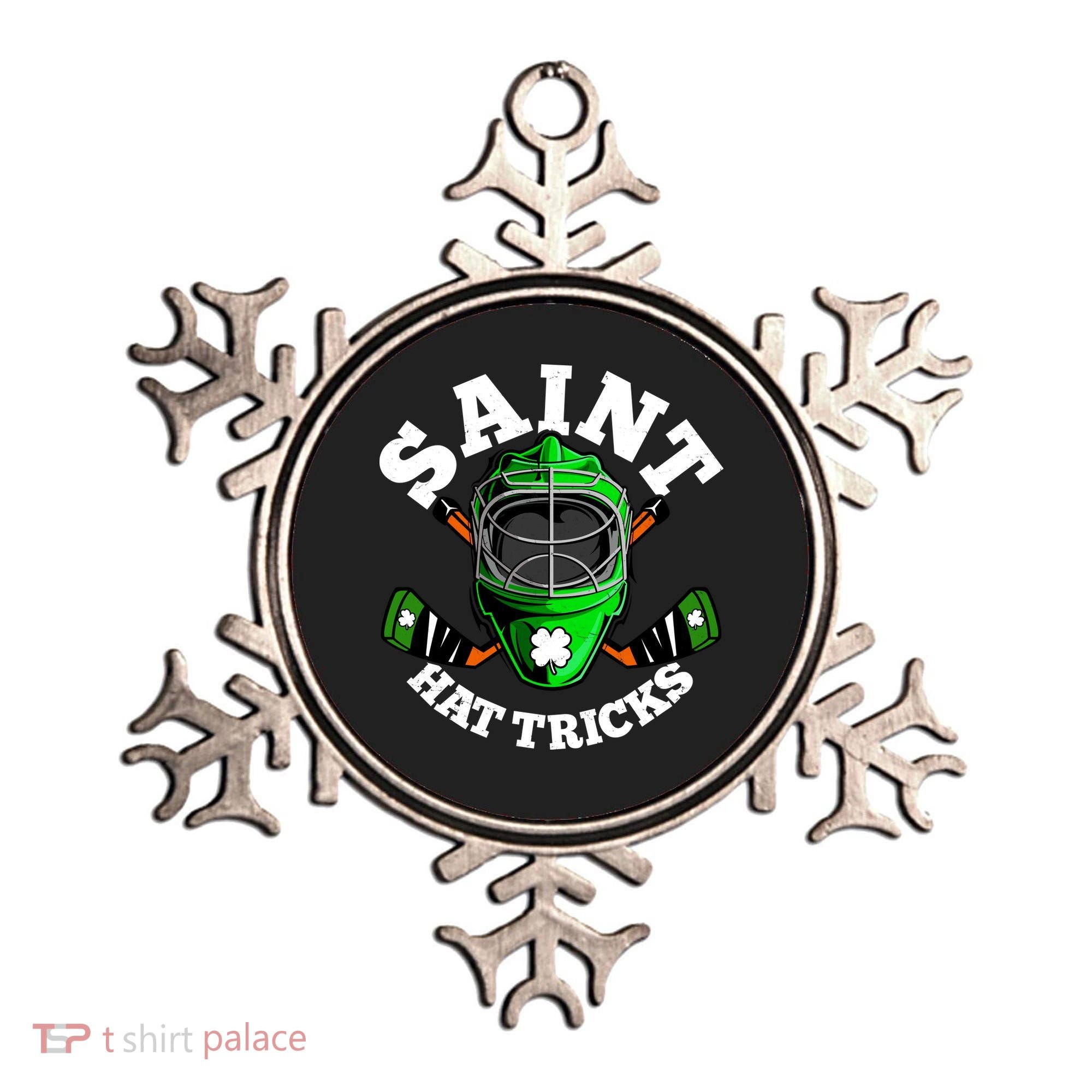 Funny St Patrick's Day Saint Hat Tricks Hockey Player Fan Ornament