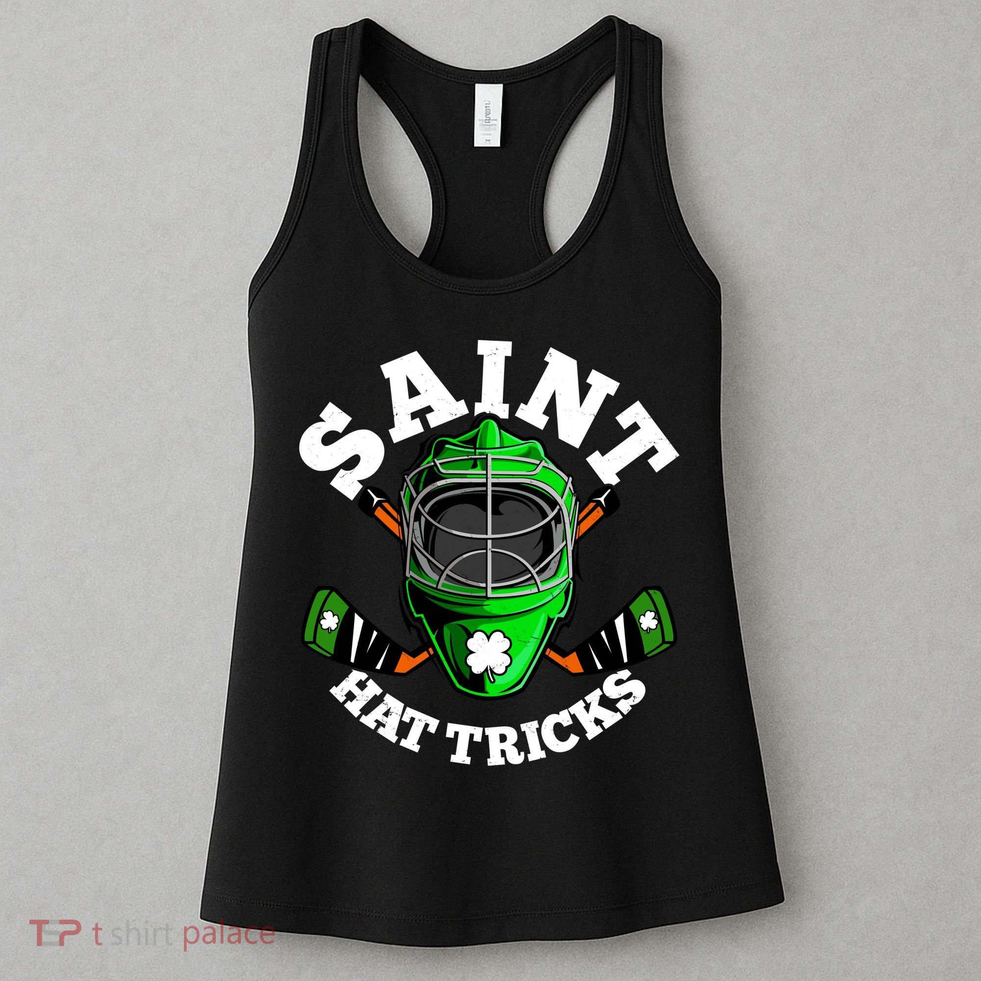 Funny St Patrick's Day Saint Hat Tricks Hockey Player Fan Women's Tank Top