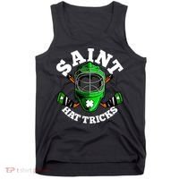 Funny St Patrick's Day Saint Hat Tricks Hockey Player Fan Tank Top thumb 0