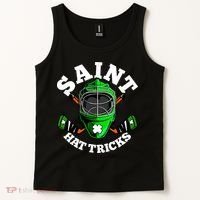 Funny St Patrick's Day Saint Hat Tricks Hockey Player Fan Tank Top thumb 2