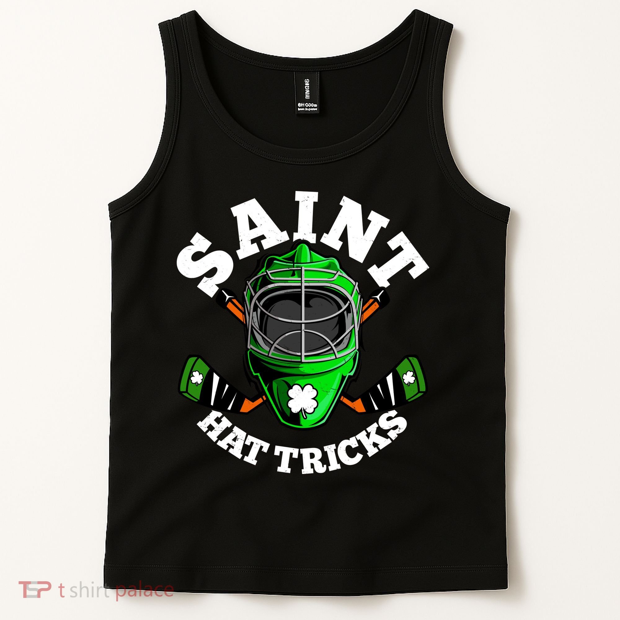 Funny St Patrick's Day Saint Hat Tricks Hockey Player Fan Tank Top