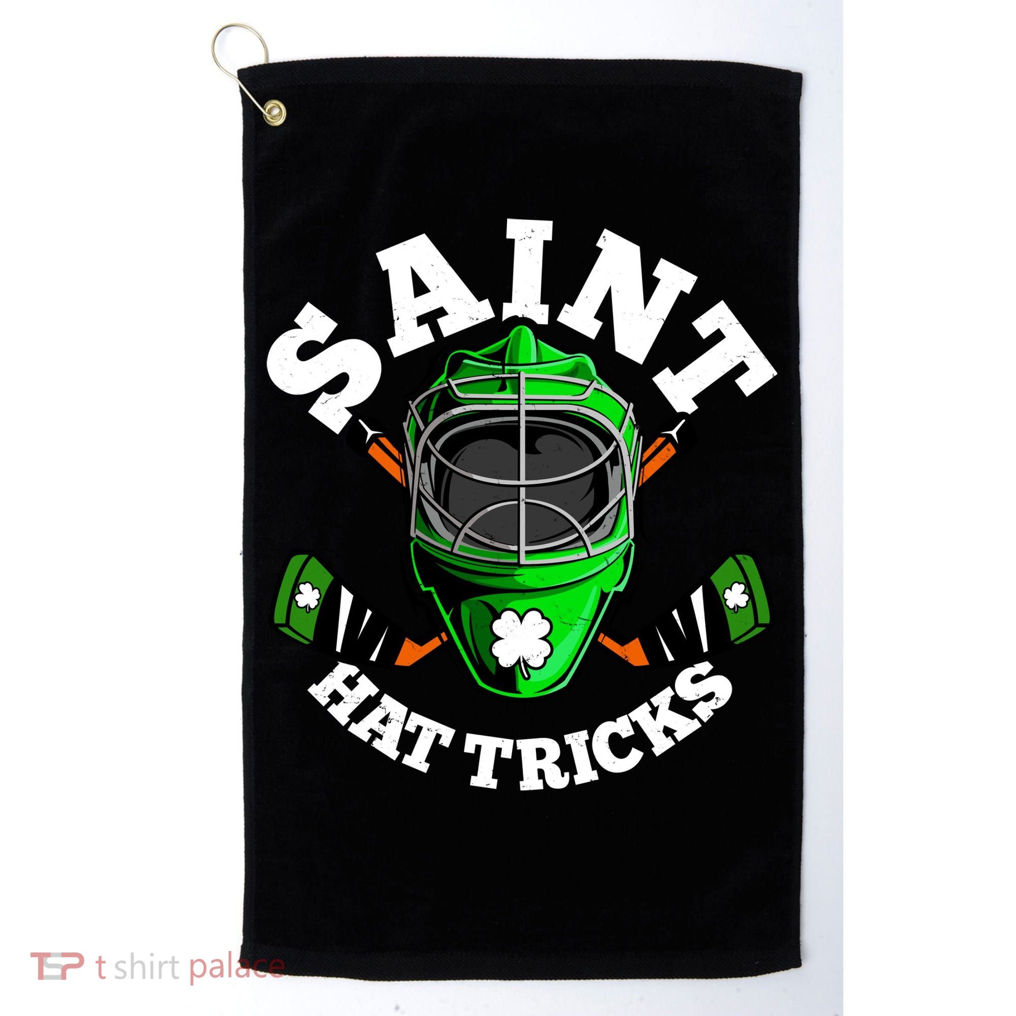 Funny St Patrick's Day Saint Hat Tricks Hockey Player Fan Golf Towel