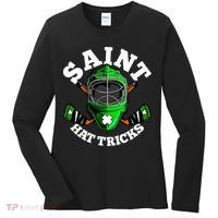 Funny St Patrick's Day Saint Hat Tricks Hockey Player Fan Women's Long Sleeve Shirt thumb 0