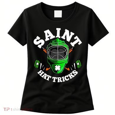 Funny St Patrick's Day Saint Hat Tricks Hockey Player Fan Women's T-Shirt