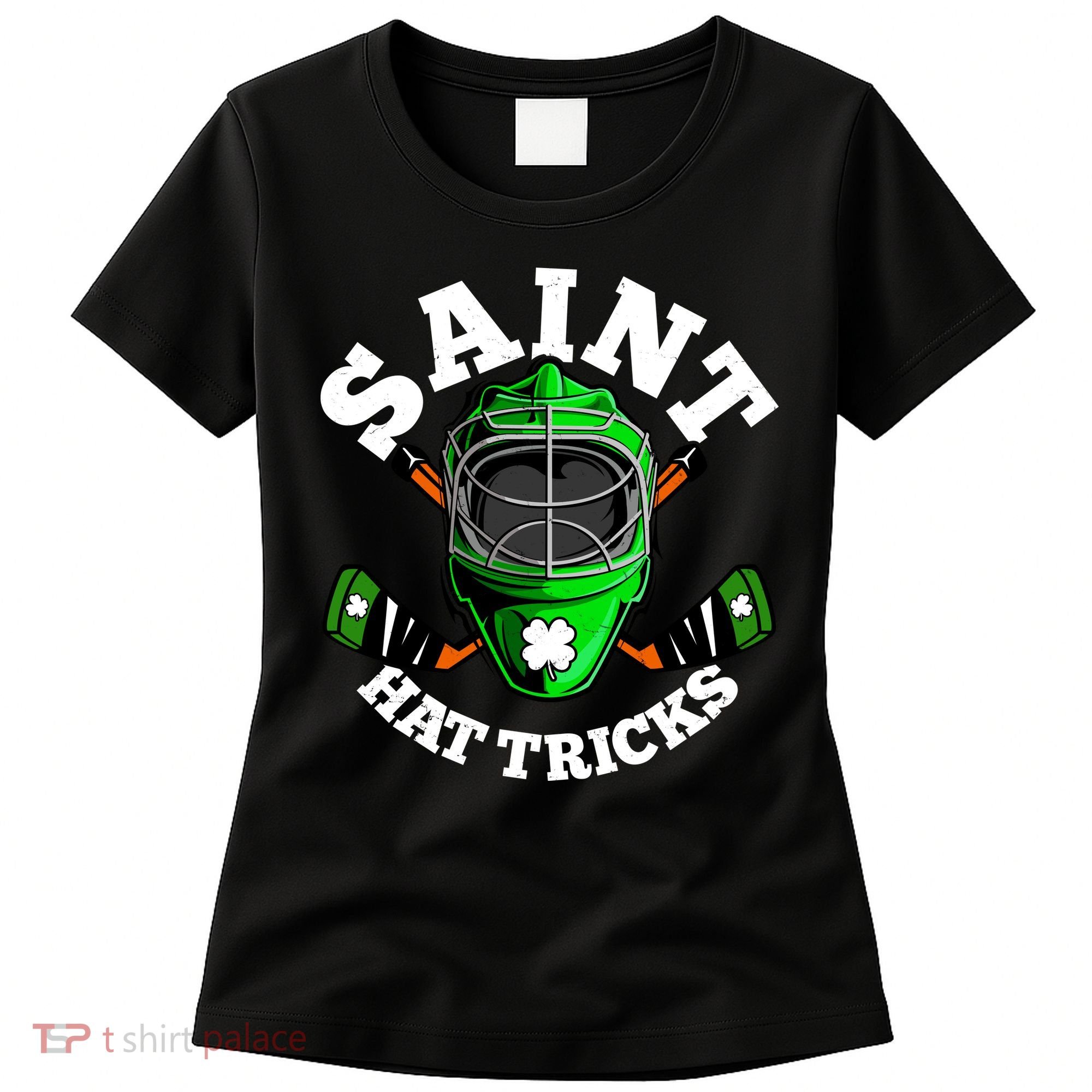 Funny St Patrick's Day Saint Hat Tricks Hockey Player Fan Women's T-Shirt