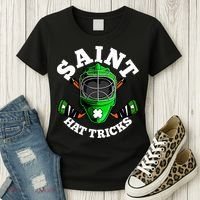 Funny St Patrick's Day Saint Hat Tricks Hockey Player Fan Women's T-Shirt thumb 3