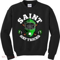 Funny St Patrick's Day Saint Hat Tricks Hockey Player Fan Kids Sweatshirt thumb 0