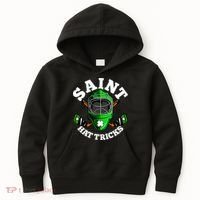 Funny St Patrick's Day Saint Hat Tricks Hockey Player Fan Kids Hoodie thumb 0