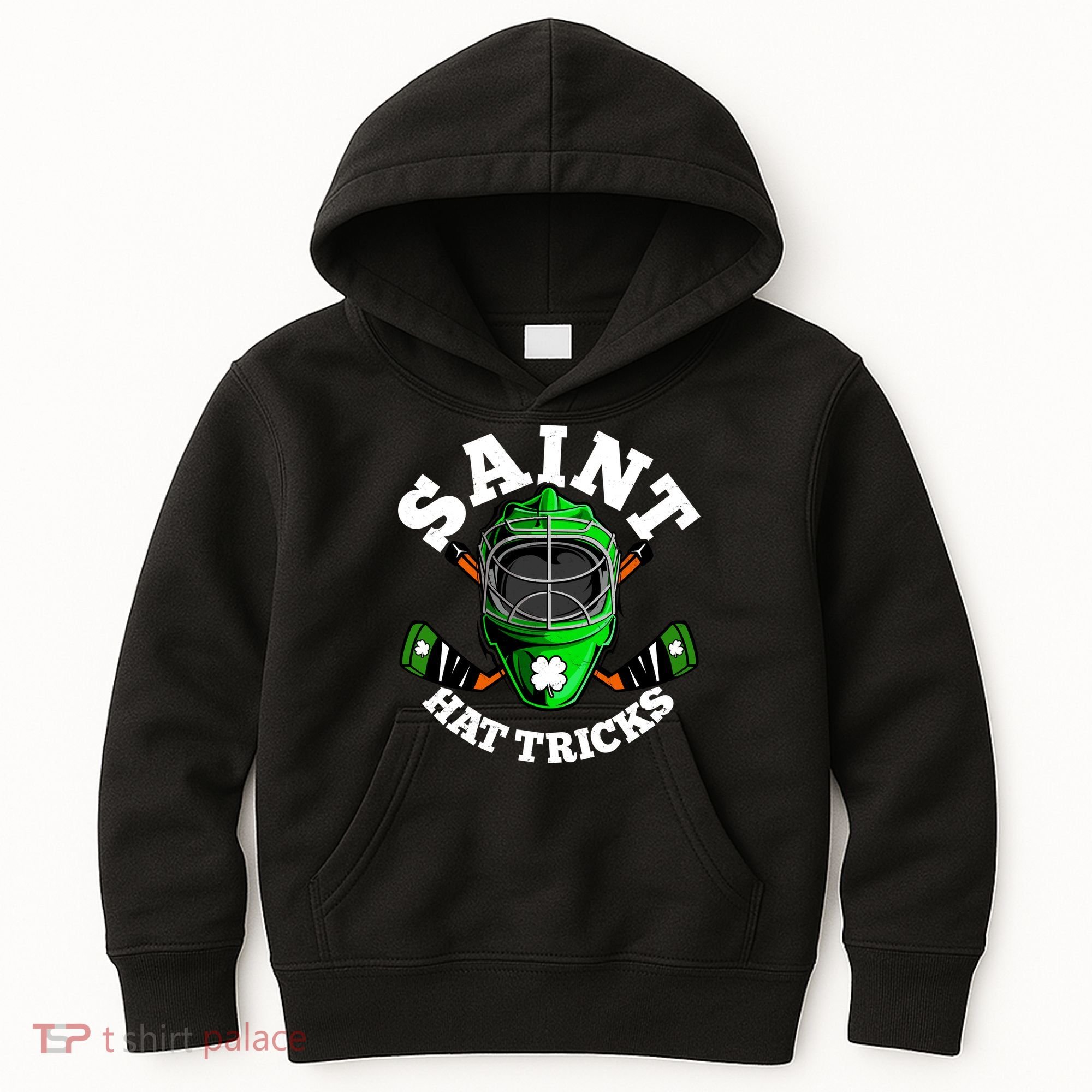 Funny St Patrick's Day Saint Hat Tricks Hockey Player Fan Kids Hoodie