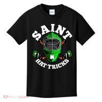 Funny St Patrick's Day Saint Hat Tricks Hockey Player Fan Kids T-Shirt thumb 0