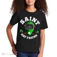 Funny St Patrick's Day Saint Hat Tricks Hockey Player Fan Kids T-Shirt thumb 2