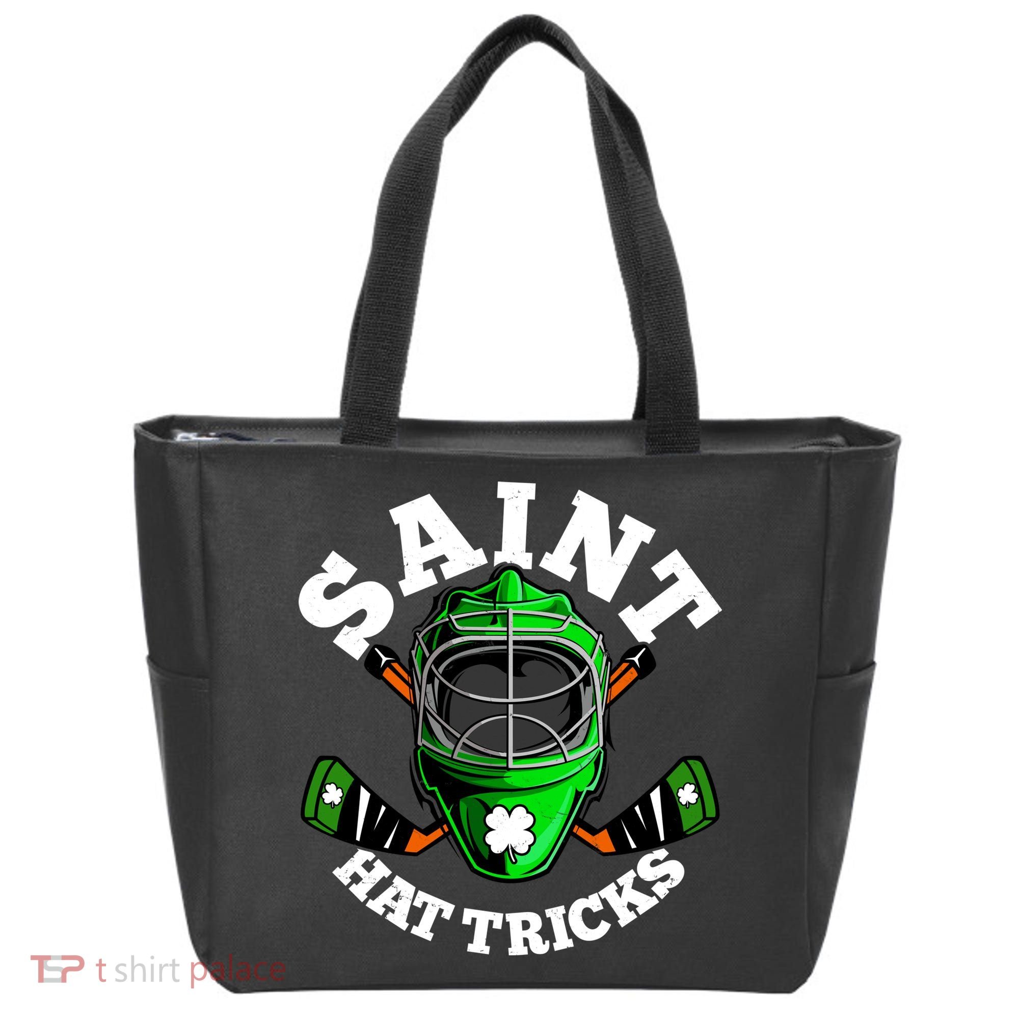 Funny St Patrick's Day Saint Hat Tricks Hockey Player Fan Tote Bag