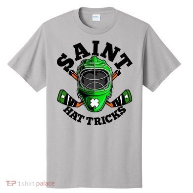 Funny St Patrick's Day Saint Hat Tricks Hockey Player Fan T-Shirt